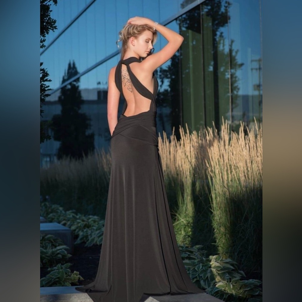 Genessa Jackson Black Wrap Maxi Dress